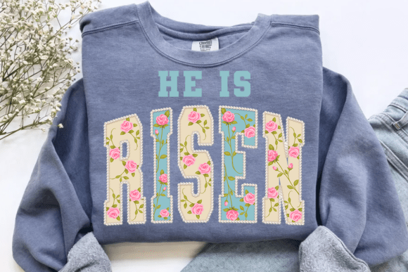 Download Faux Pearl He is Risen, Floral Varsity - Premium Resources