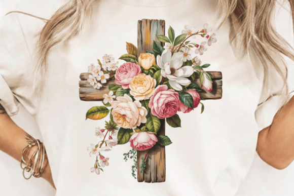 Download Vintage Christian Floral Cross PNG - Premium Bundle